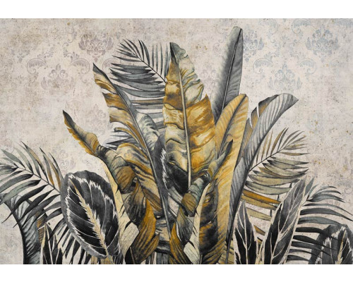 Fotobehang van botanische jungle bladeren in pracht, op vliesbehang voor een natuurlijke look.