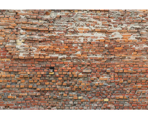 Bricklane bakstenen muur, weergegeven in een abstract fotobehang, perfect voor een industriële stijl.