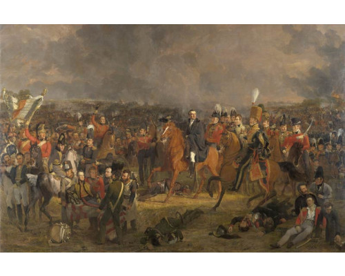 Fotobehang van de historische slag bij Waterloo, geschilderd door Jan Willem Pieneman.