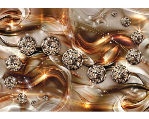 Fotobehang met luxe glinsterende goudkleurige diamanten in abstracte kunst.