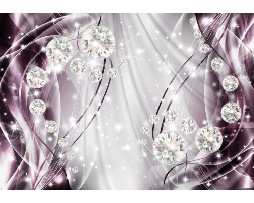 Fotobehang met paarse en violette diamanten, abstracte juwelen in een juwelierstijl.