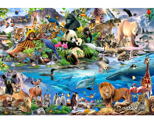 Dierentuin dieren, vrolijk fotobehang voor kinderkamers met een leuke dierentuin sfeer.