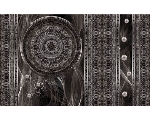 Fotobehang van een dromenvanger in abstracte mandala kunststijl, met een mystieke uitstraling.