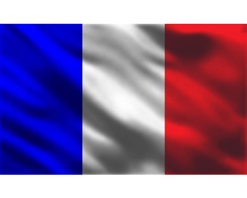 Franse vlag op fotobehang, blauw, wit en rood.