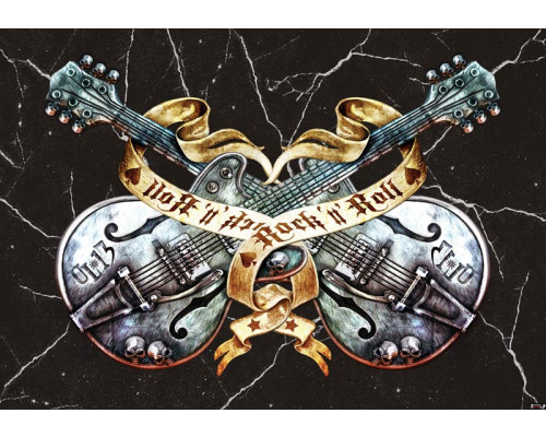 Zwart heavy metal rock en roll gitaren, perfect fotobehang voor muziekliefhebbers en stoere interieurs.