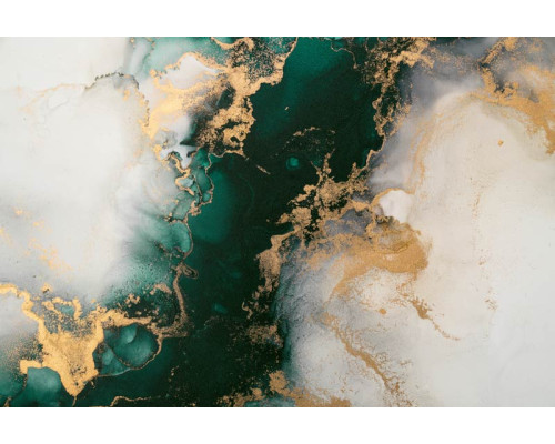 Fotobehang van een combinatie van goud en turquoise marmer, wat een unieke en rijke uitstraling geeft aan elk interieur.