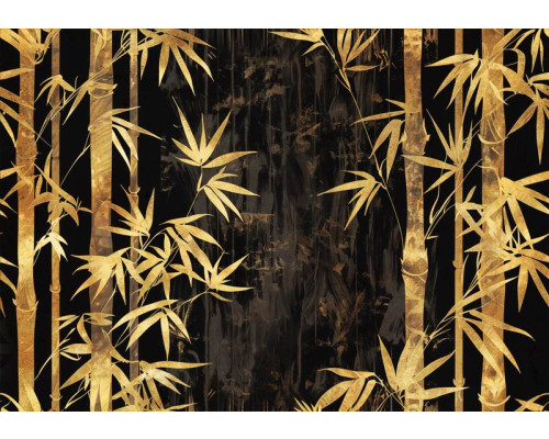Fotobehang van gouden bamboe, met een luxueuze en serene uitstraling.