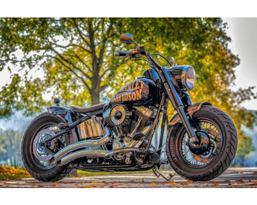 Fotobehang van een Harley Davidson motor, krachtig en stijlvol.