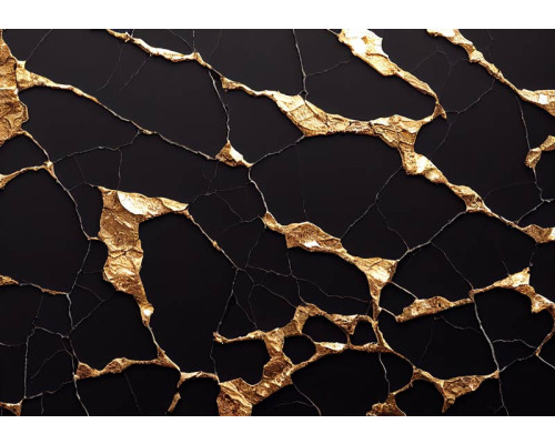 Luxe zwart en goud marmer fotobehang, met een elegante combinatie van donkere marmerpatronen en gouden accenten.