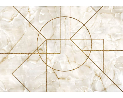 Gouden geometrische vormen komen prachtig naar voren op een marmeren achtergrond in dit fotobehang, perfect voor een industriële look.