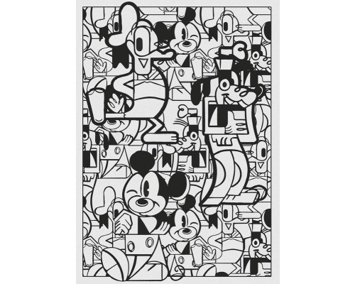 Mickey Constructive Mouse fotobehang met Mickey Mouse in een bouwsetting, waarbij hij bouwblokken stapelt in vrolijke kleuren.