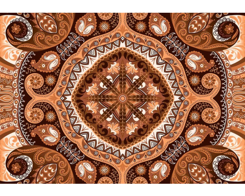 Oranje mozaïekpatroon, abstract fotobehang met warme tinten voor een levendige sfeer.