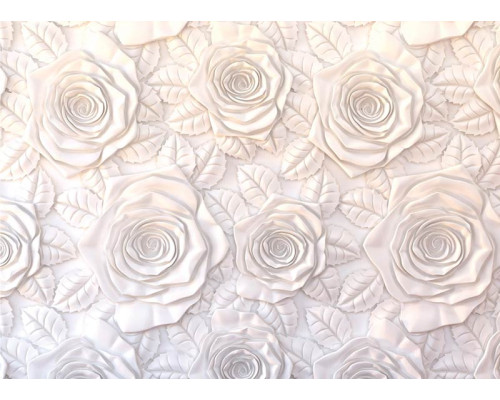 Fotobehang Muur van Witte Rozen