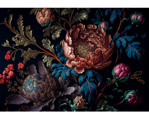 Pioenrozen in bloei, sfeervol vastgelegd op een schilderachtig fotobehang van bloemen.