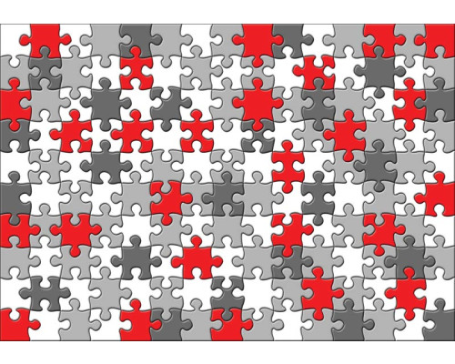 Kleurrijke puzzel stukken in een fotobehang, perfect voor kinderkamers en creatieve ruimtes.