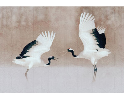 Fotobehang, Reiger Vogels Beige