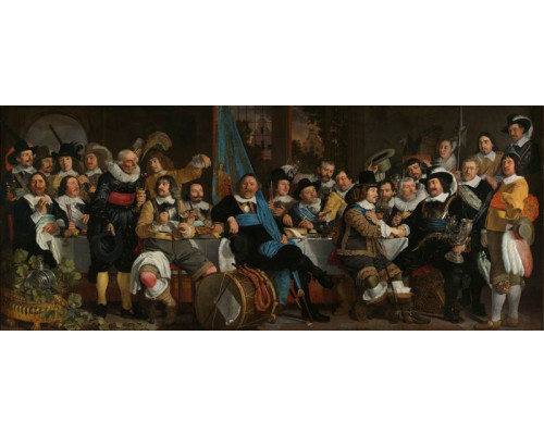 Fotobehang van de schuttersmaaltijd ter viering van de Vrede van Munster.