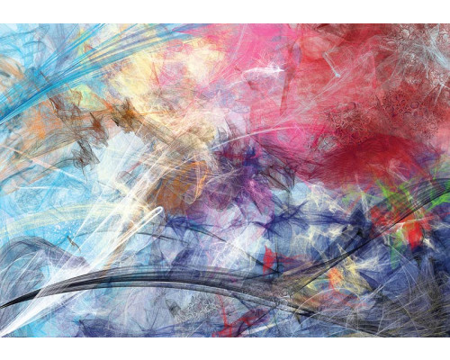 Fotobehang met abstracte kunst, kleurrijke schetsen en een moderne schilderijstijl.