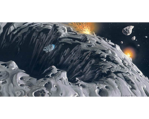Star Wars classic asteroid fotobehang, een ruimtegevecht met asteroïden, perfect voor sci-fi fans.