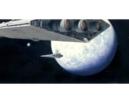 Star Destroyer RMQ fotobehang toont een Star Destroyer schip in de ruimte, in een klassieke en epische Star Wars scène.