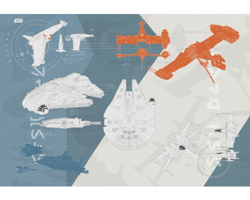 Star Wars technische plannen fotobehang, ideaal voor fans van de technische kant van de saga.