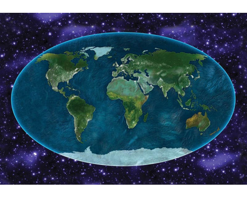 Wereldkaart van het universum, fotobehang met een kosmische weergave van de aarde voor een futuristische sfeer.