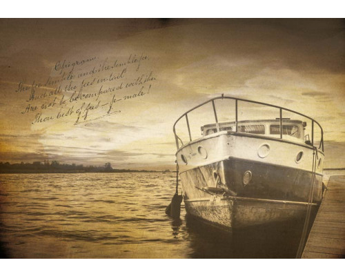 Vintage boot en meer, oud weergegeven op een fotobehang voor een kalme en tijdloze uitstraling.
