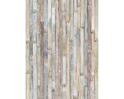 Vintage hout en latten vormen de basis van dit rustieke fotobehang, ideaal voor een warme, natuurlijke sfeer.