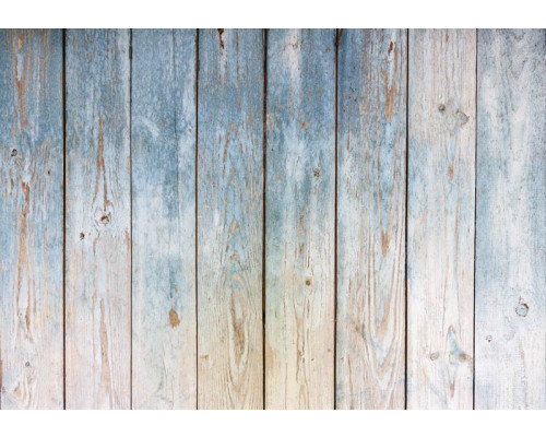 Vintage houten planken en een oude muur, weergegeven op een authentiek fotobehang.