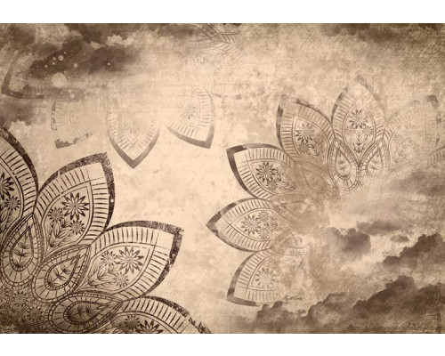 Fotobehang van een vintage mandala, met een klassieke en bohemien uitstraling.