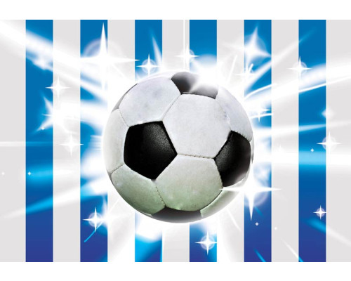 Fotobehang van een blauwe en witte voetbal voor kinderen en tienerkamers.