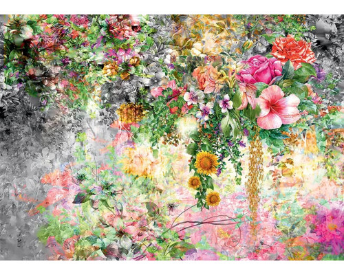 Fotobehang Waterverf Bloemenpracht