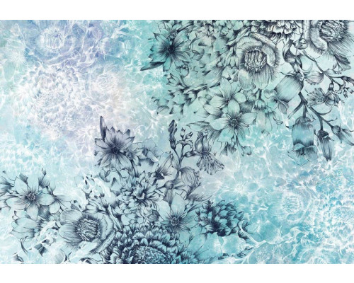 Windflowers fotobehang, met abstracte bloemen die in de wind dansen, perfect voor een artistieke sfeer.