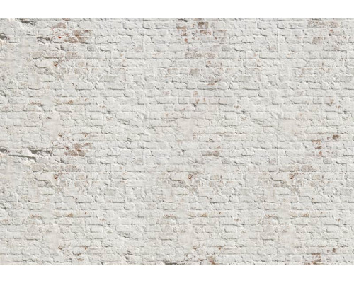 Witte bakstenen muur, met een authentieke en realistische textuur, ideaal voor industriële ruimtes op dit fotobehang.