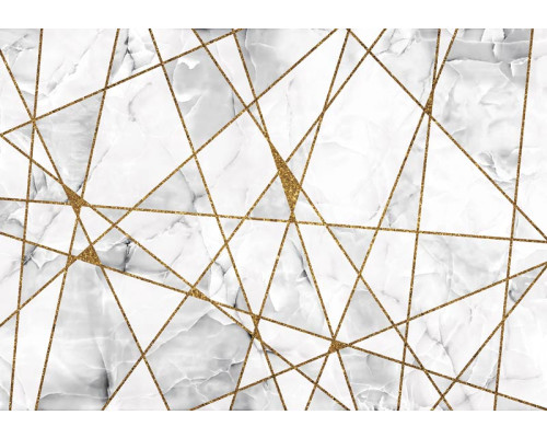 Luxe marmeren patronen met gouden accenten, gemengd met industriële details voor een modern design.