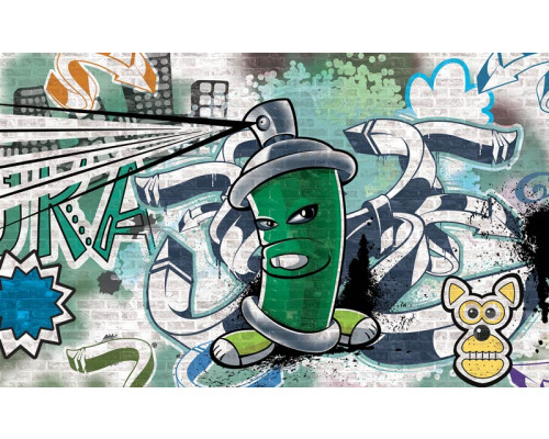 Graffiti fotobehang met een abstracte tekening, stoer en modern.