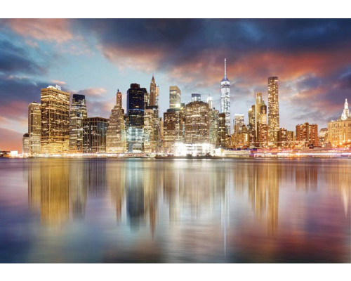 New York fotobehang met uitzicht op wolkenkrabbers en flatgebouwen, Amerikaans stadsbeeld.