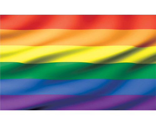Regenboogvlag op fotobehang, kleurrijk en vrolijk design.