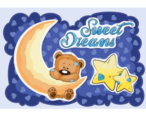 Sweet dreams fotobehang met teddybeer, geschikt voor kinderkamers.