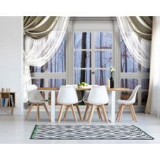 3D-fotobehang met uitzicht op een herfstbos door een raam, ideaal voor de keuken.