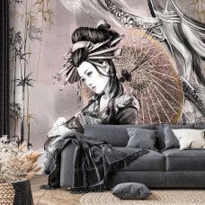 Fotobehang, Geisha Oriënt Bamboe Japan