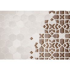 Fotobehang, 3D Beton Mandala Ornament Bruin Beige