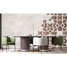 Fotobehang, 3D Beton Mandala Ornament Bruin Beige