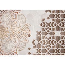 Fotobehang, 3D Mandala Ornament Bruin Abstract