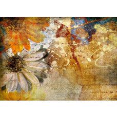 Een fotobehang van een abstract bloemendesign kunst.