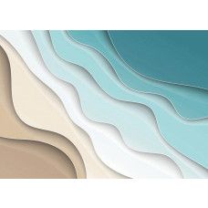 Een abstract fotobehang met grijze golven die een minimalistische sfeer creėren op een neutrale achtergrond.