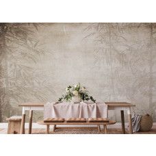 Een sfeervol fotobehang van bamboe in de keuken, voegt een warme en uitnodigende uitstraling toe.