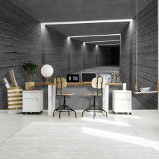 Fotobehang in een kantoorruimte met een 3D-tunnel van beton die een industriële en futuristische sfeer uitstraalt.