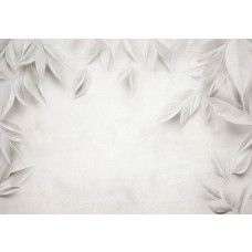 Fotobehang met een verfijnd bladpatroon in ton-sur-ton stijl met natuurlijke kleurnuances.