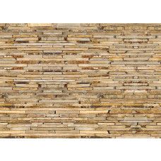 Een fotobehang van bruine stenen, perfect voor het creėren van een warme, natuurlijke sfeer in een ruimte.